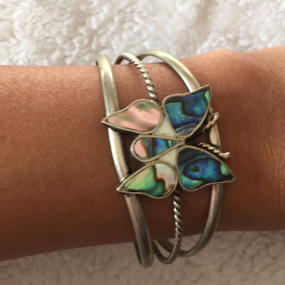Silver Abalone Inlay Bracelets - image 7